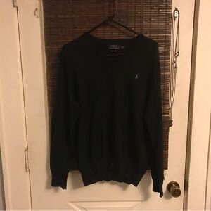 Polo Ralph Lauren Pima Cotton Black V Neck Sweater